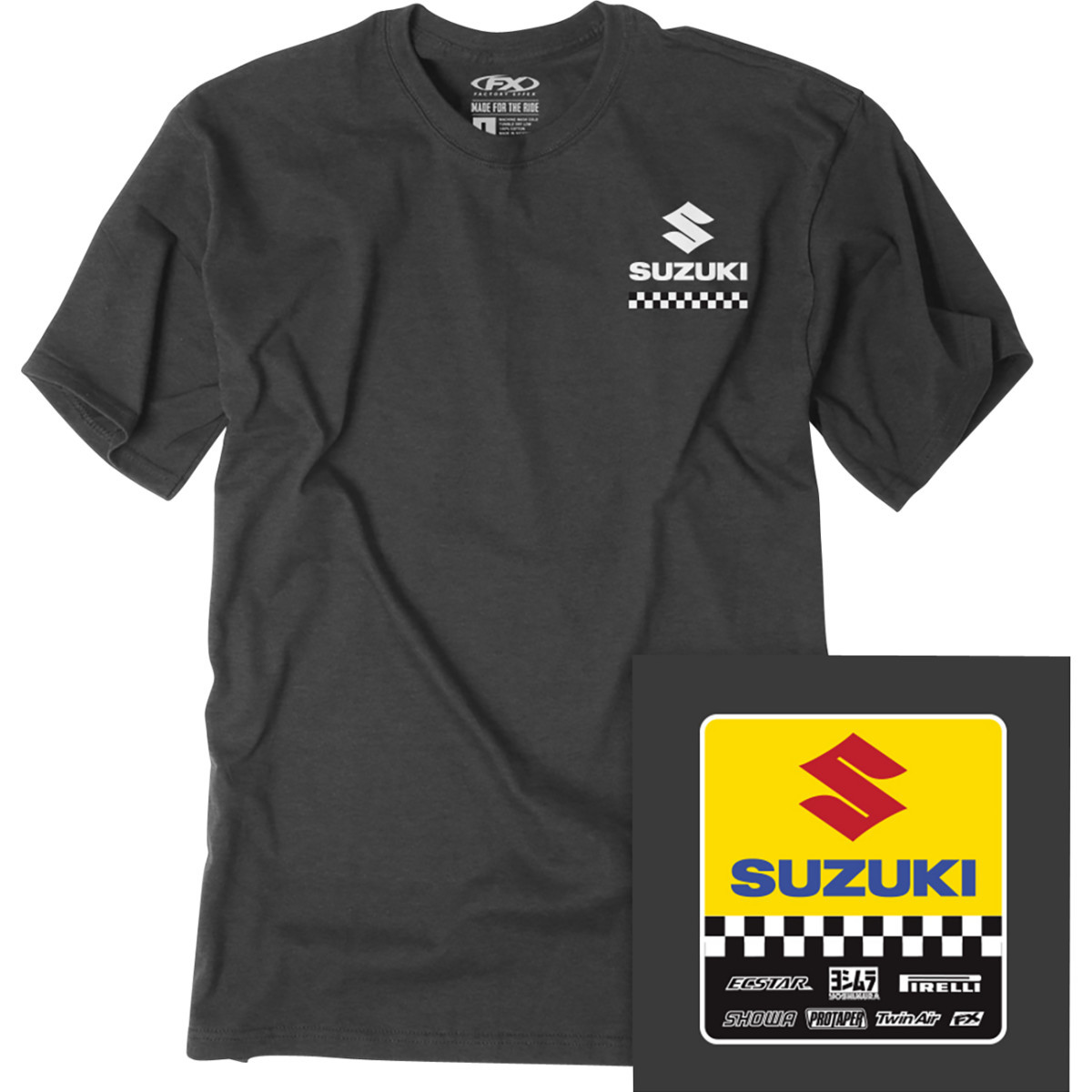 Factory Effex #27-83406 - Youth Suzuki Starting Line T-Shirt - Heather Charcoal - XL