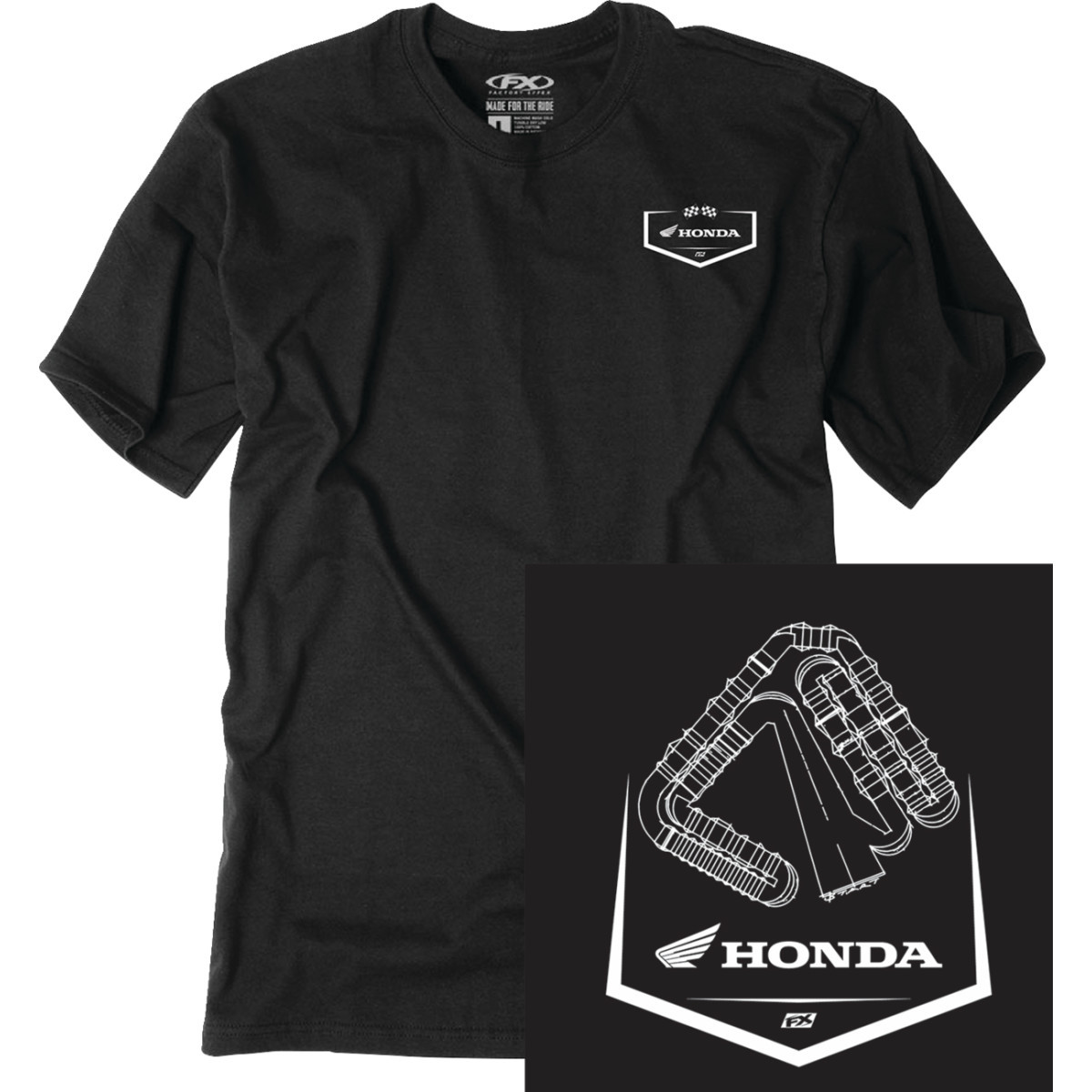 Factory Effex #28-87302 - Honda Track T-Shirt - Black - Medium
