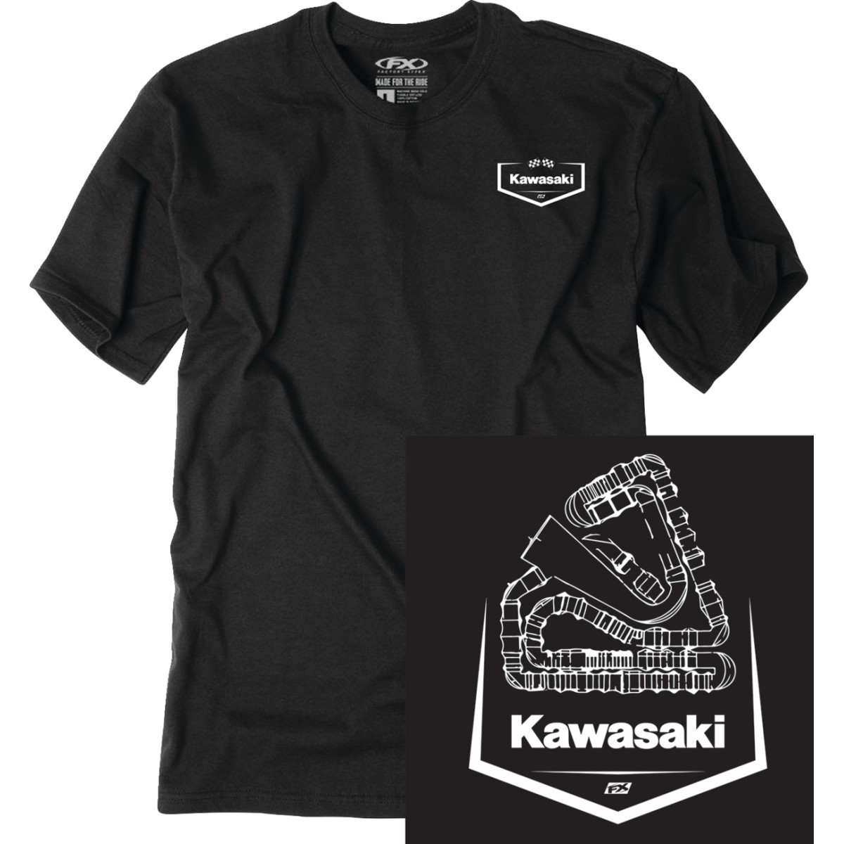 Factory Effex #28-87108 - Kawasaki Track T-Shirt - Black - 2XL