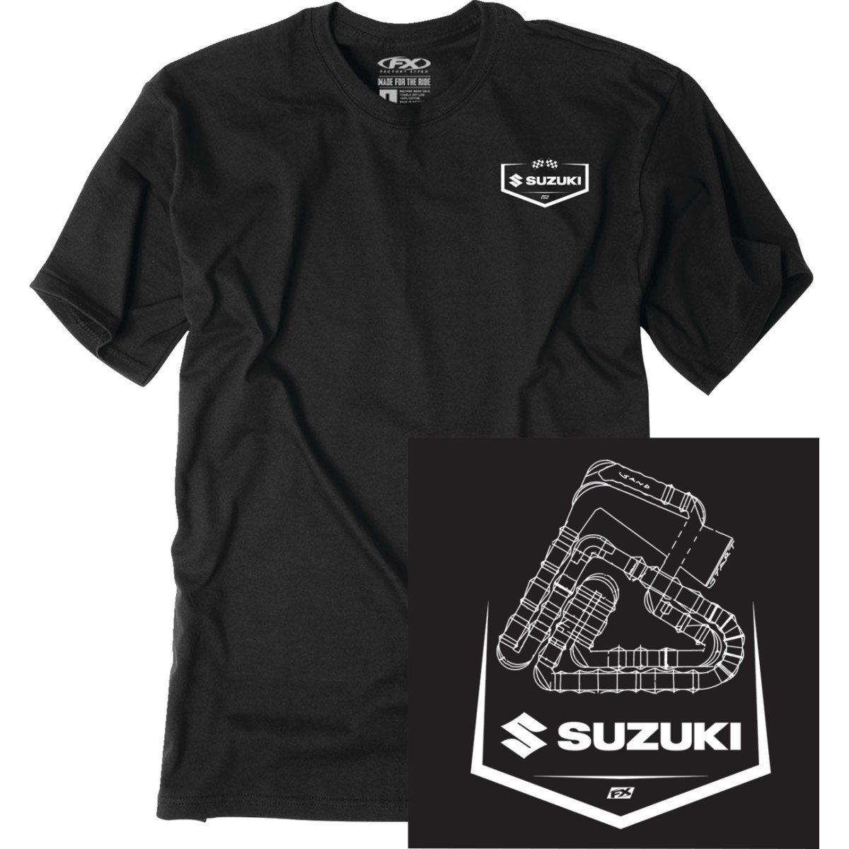 Factory Effex #28-87408 - Suzuki Track T-Shirt - Black - 2XL