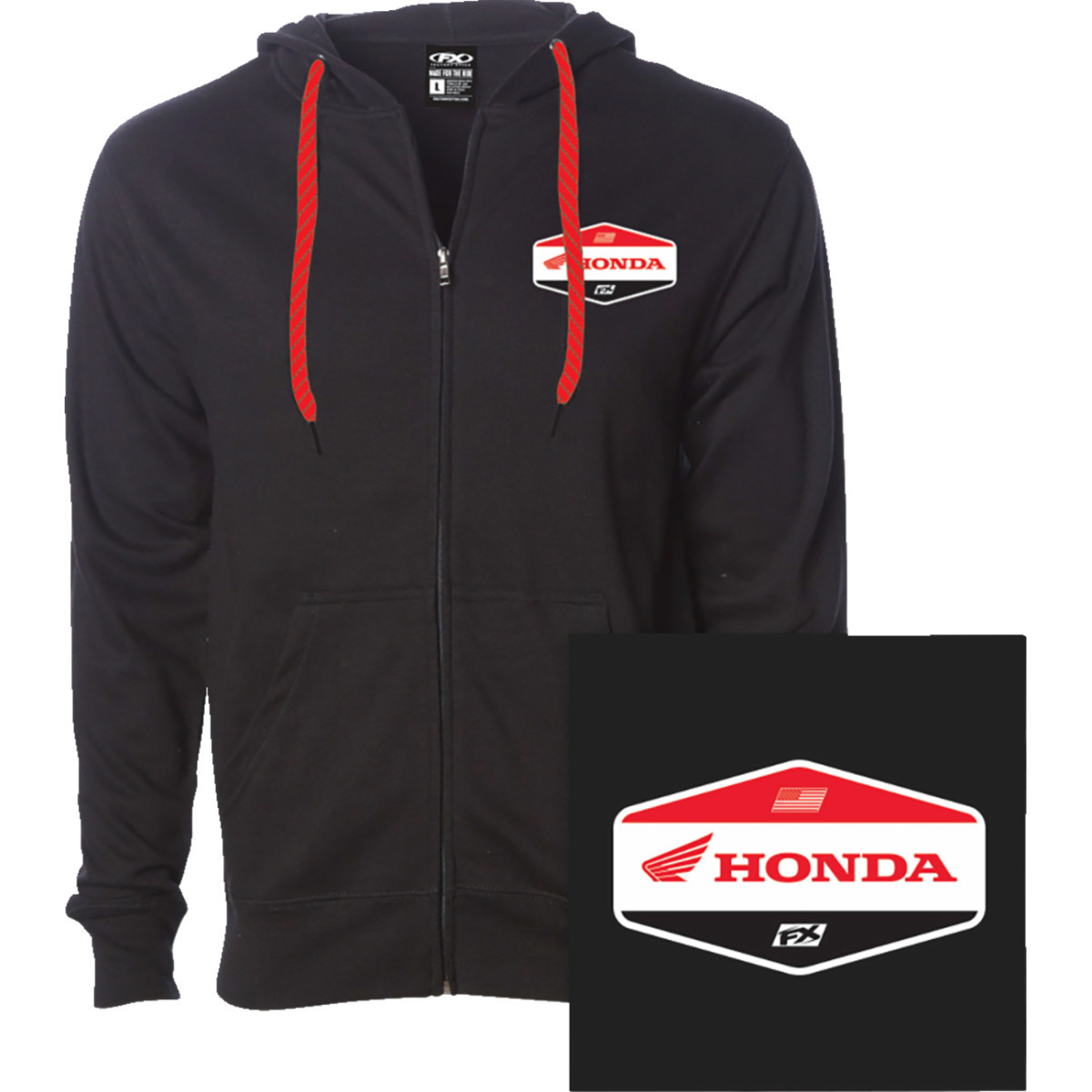 Factory Effex #27-88306 - Honda Stadium Zip-Up Hoodie - Black - XL