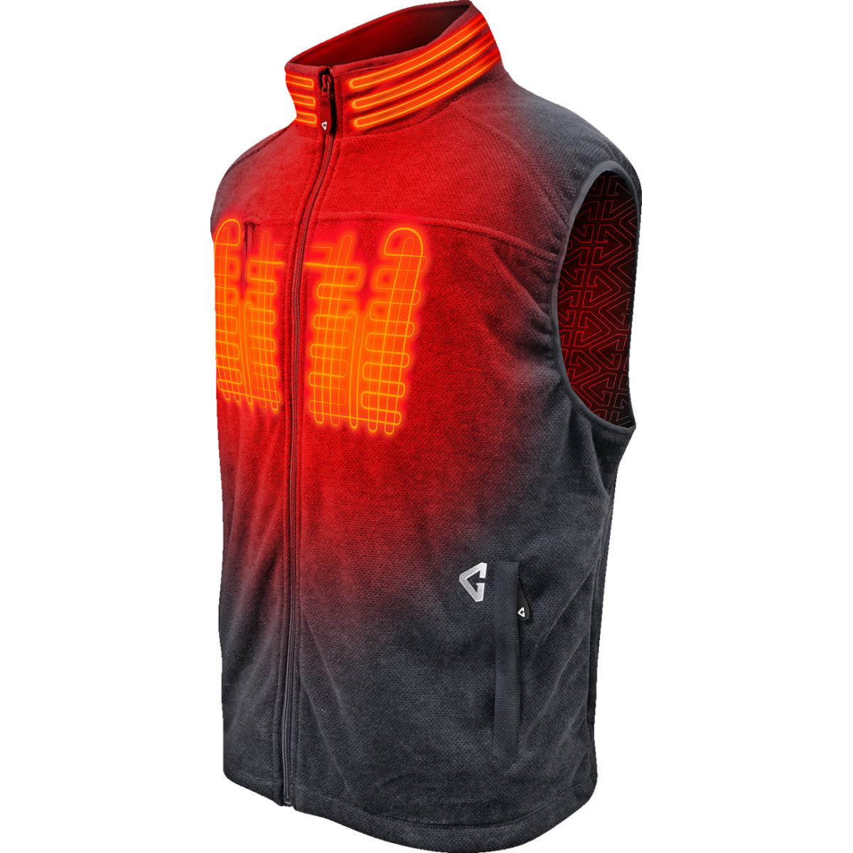 Gerbing Heated Clothing #GER-TFVST-7V-M-G-S - 7V Thermite Fleece Heated Vest 2.0 - Gray - Small