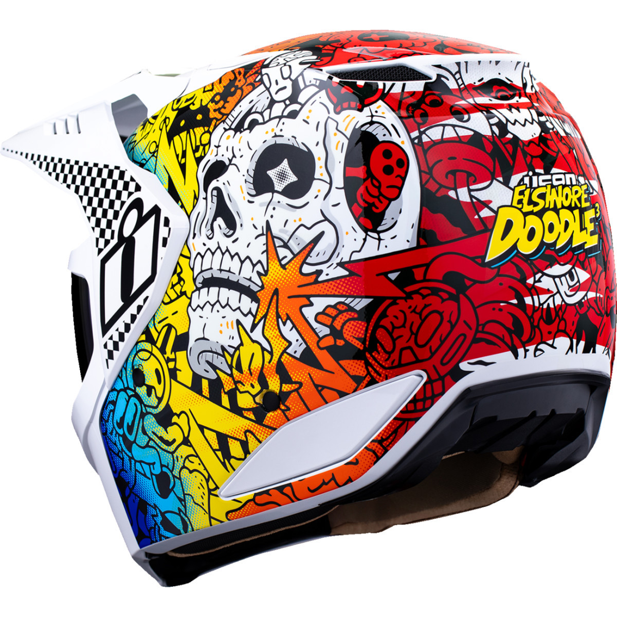 Icon - Elsinore™ Helmet - Doodle 3 - White - Small
