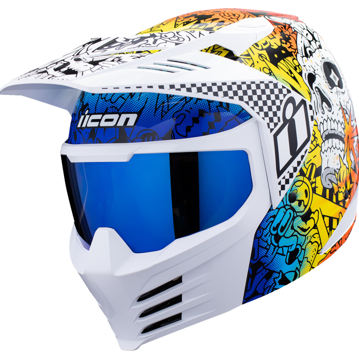 Icon - Elsinore™ Helmet - Doodle 3 - White - Large