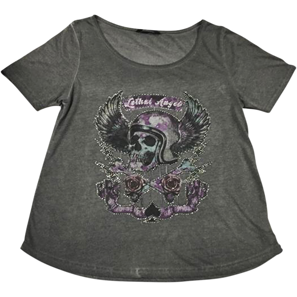 Lethal Threat #LA20613-1X - Women's Sinwheels T-Shirt - Gray - 1X