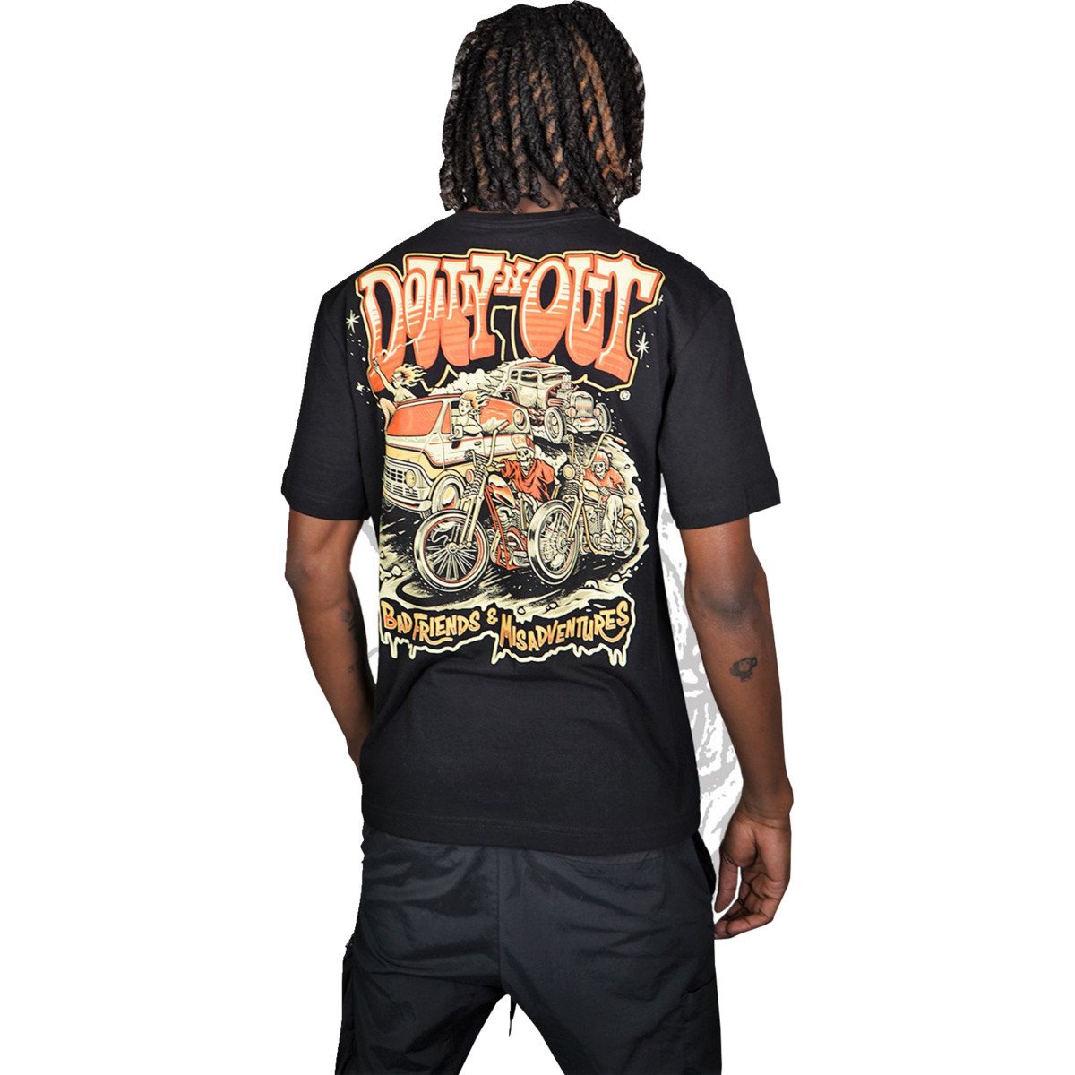 Lethal Threat #DT10044XXL - Down-N-Out 4 Life T-Shirt - Black - 2XL