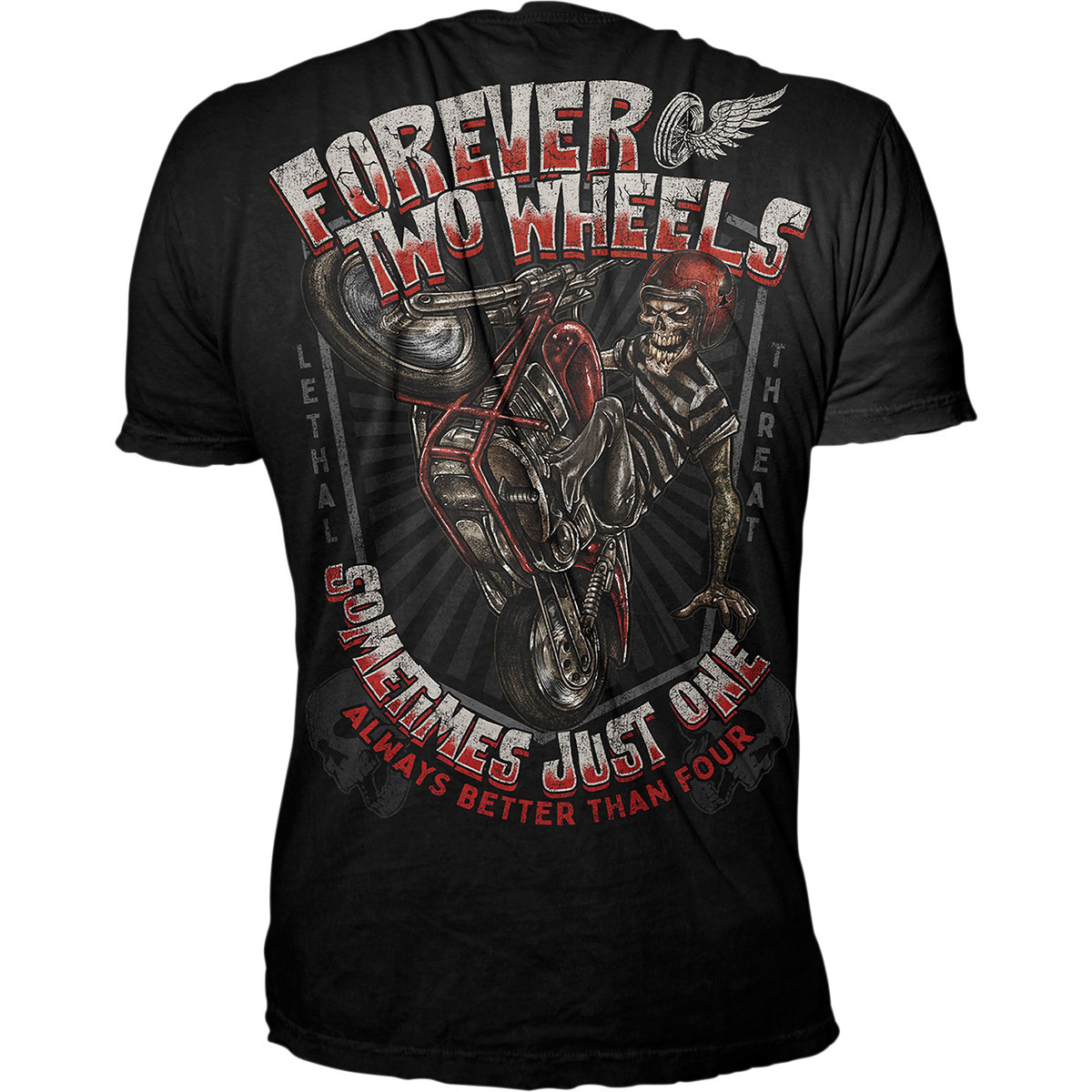 Lethal Threat #LT20898L - Forever Two Wheels T-Shirt - Black - Large