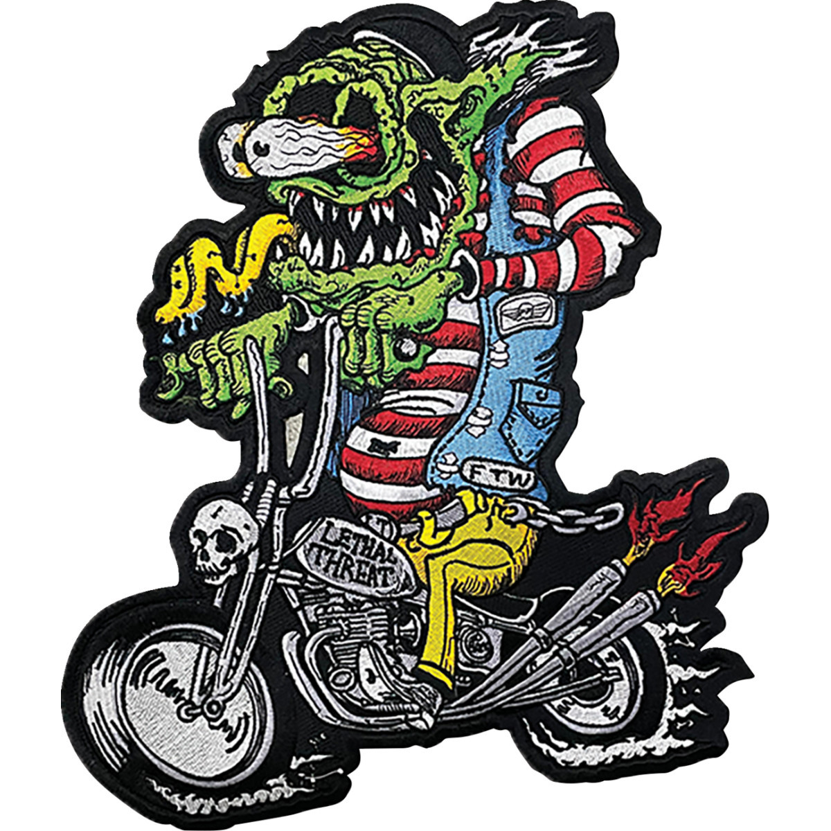 Lethal Threat #LT30252 - Monster Biker Embroidered Patch - Large