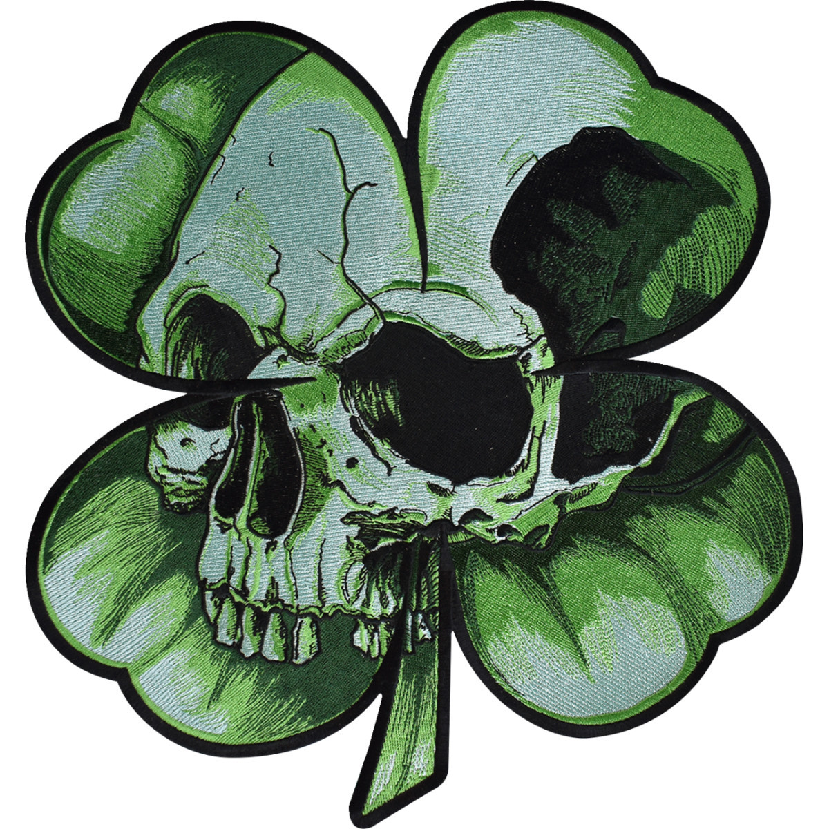 Lethal Threat #LT30246 - Shamrock Clover Skull Embroidered Patch - Large