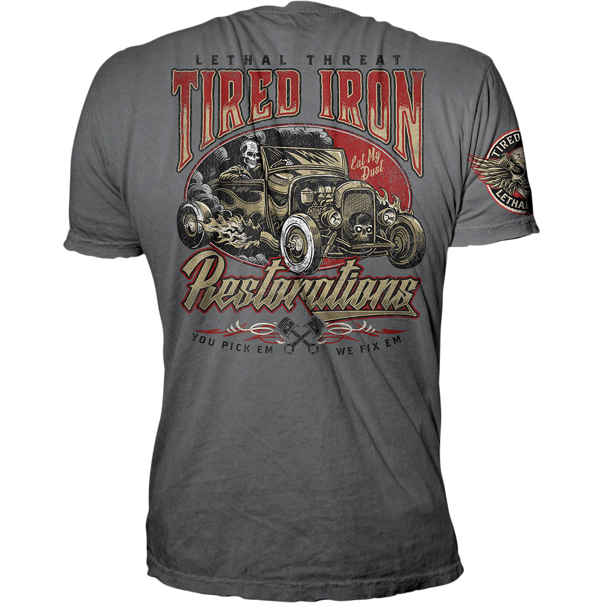 Lethal Threat #VV40174XXL - Vintage Velocity Tired Iron Restorations T-Shirt - Gray - 2XL