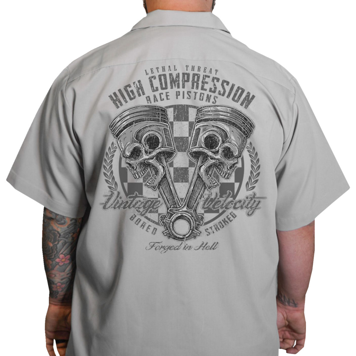 Lethal Threat #DG60163M - High Compression Pistons Shop Shirt - Gray - Medium