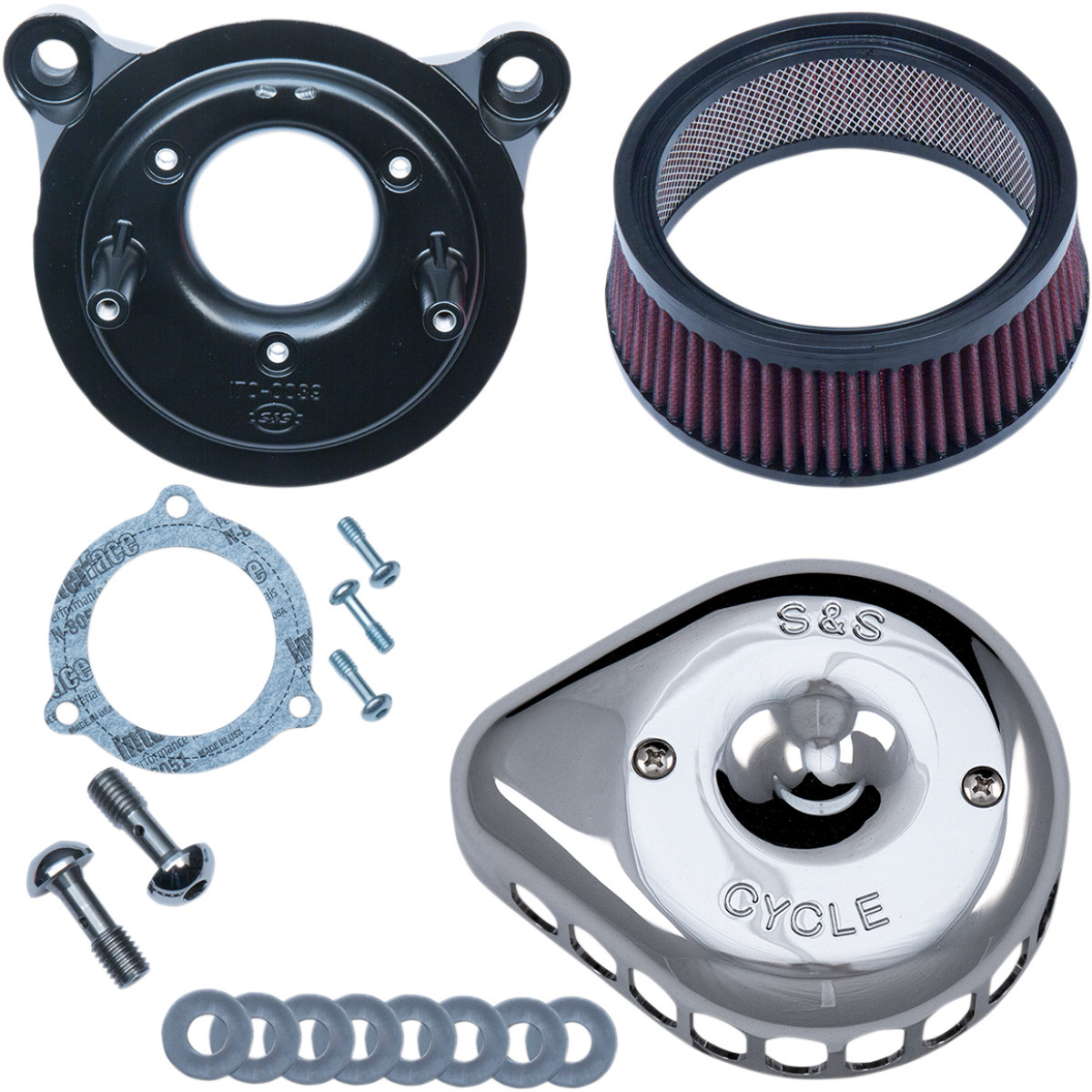 S&S Cycle #170-0437 - Mini Teardrop Stealth Air Cleaner Kit - Chrome