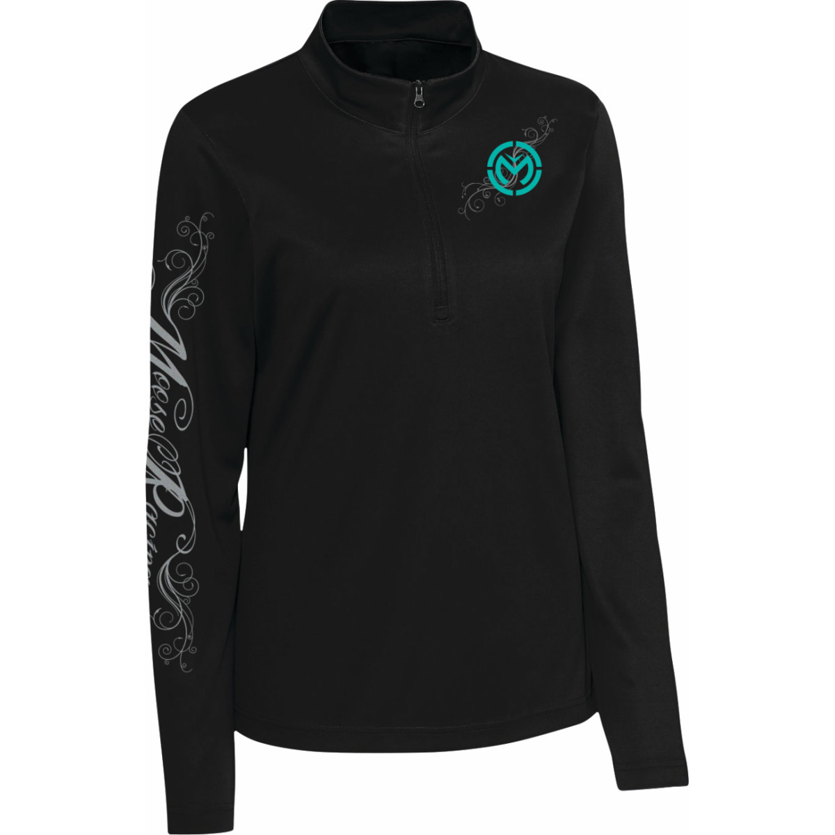 Moose Offroad - Women's Flourish Script Quarter Zip Pullover - Black - Small