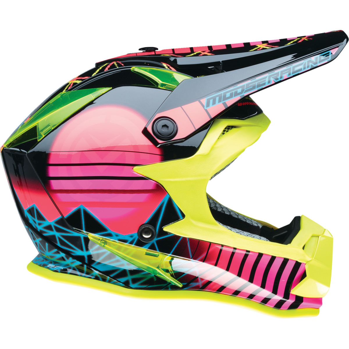 Moose Offroad - Youth F.I. Helmet - Vaporwave - MIPS® - Black/Pink/Yellow - Medium
