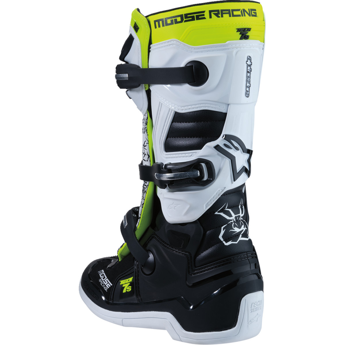 Moose Offroad - Youth Tech 7S Boots - Black/White/Yellow - US 8