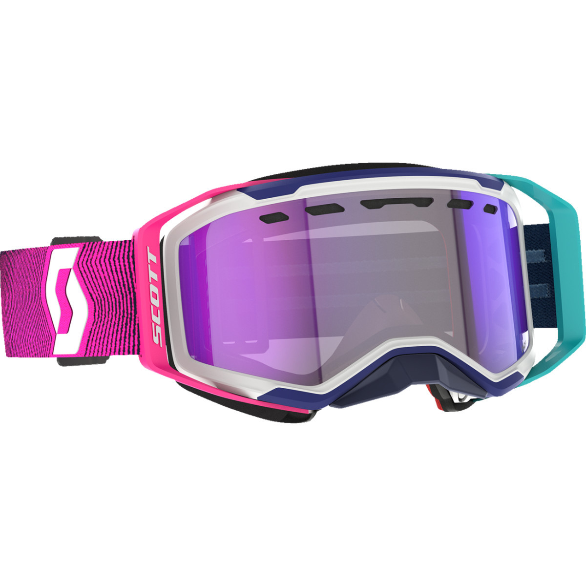 Scott #421502-7906307 - Prospect 2.0 SMB Goggle - Stealth Blue/Radiant Pink - Dual - Light Sensitive - Blue Chrome Lens