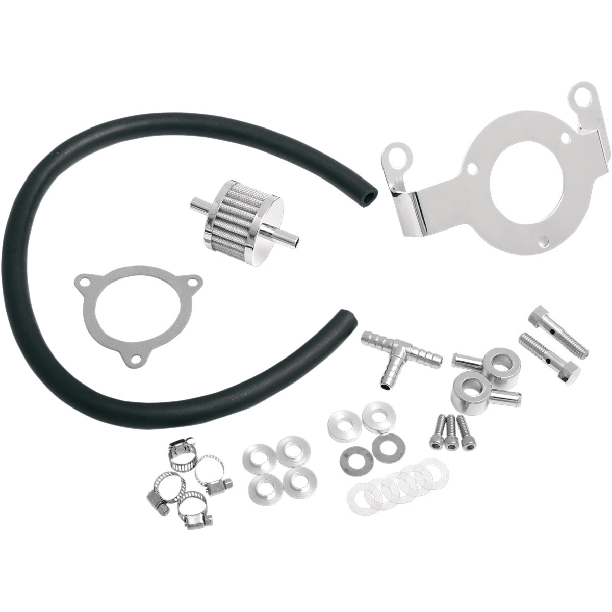 Drag Specialties - Crankcase Breather with Support Bracket Kit - Dyna/Softail/Touring/Trike