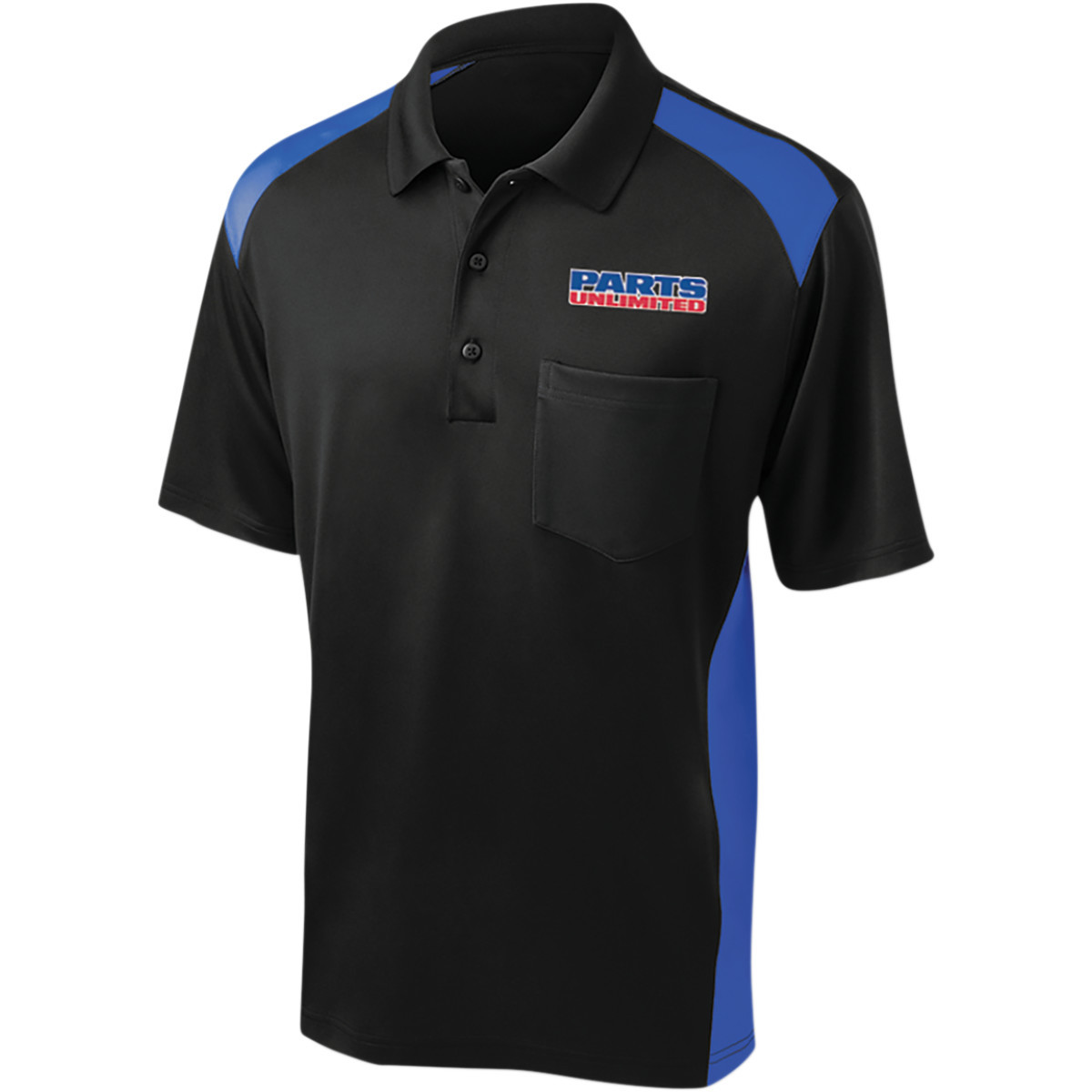 Throttle Threads #PSU36CS416BRB2X - Parts Unlimited Polo Shirt - Black/Blue - 2XL