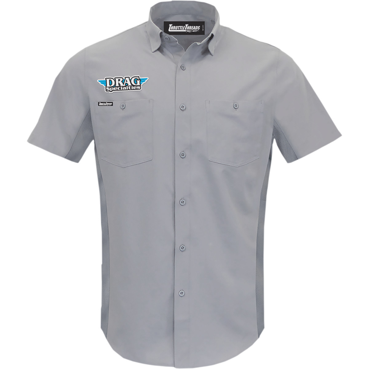 Throttle Threads #DRG31ST26GYSM - Drag Specialties Vented Shop Shirt - Gray - Small