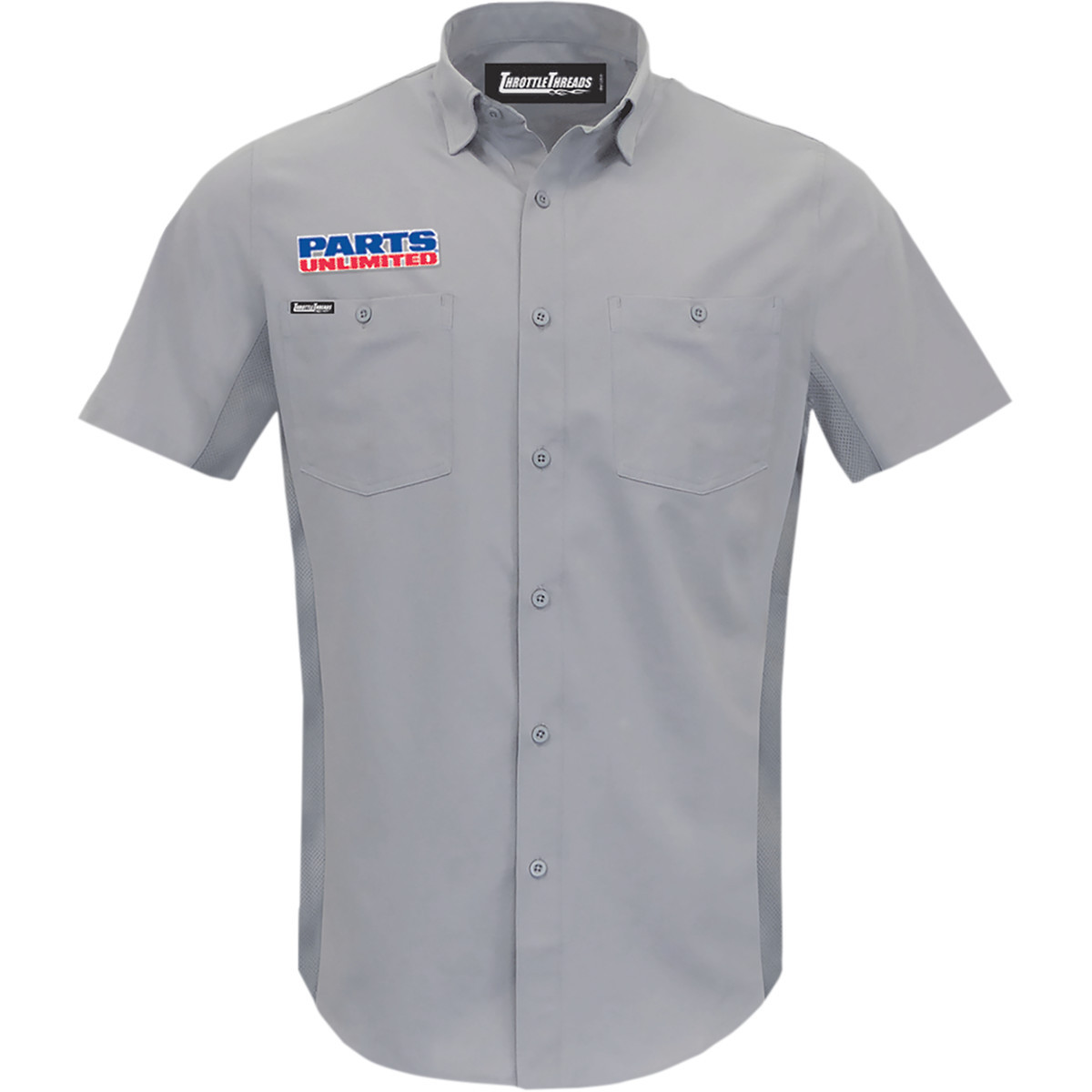 Throttle Threads #PSU37ST26GY2X - Parts Unlimited Vented Shop Shirt - Gray - 2XL