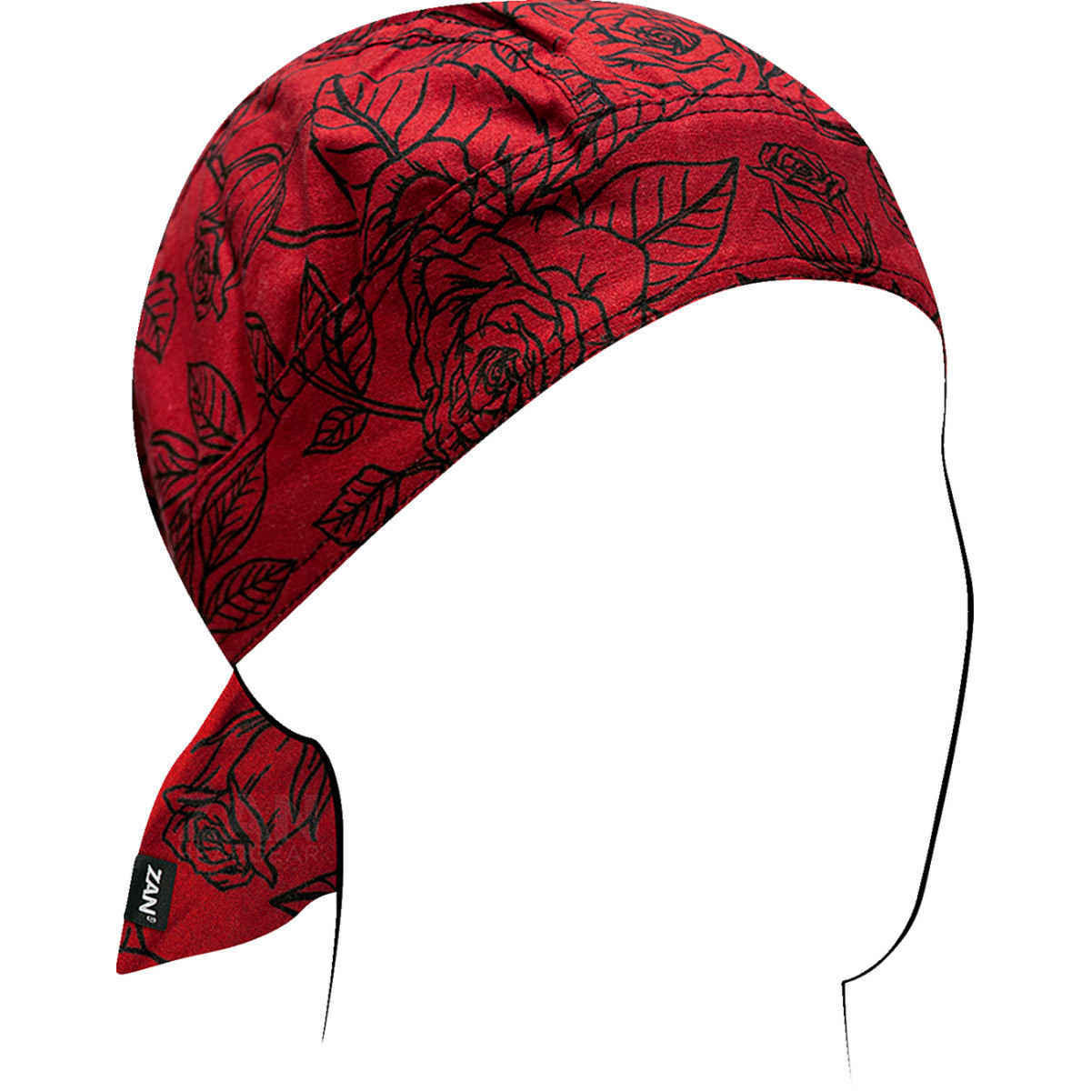 ZAN Headgear #Z311 - Flydanna® Head Wrap - Black and Red Roses