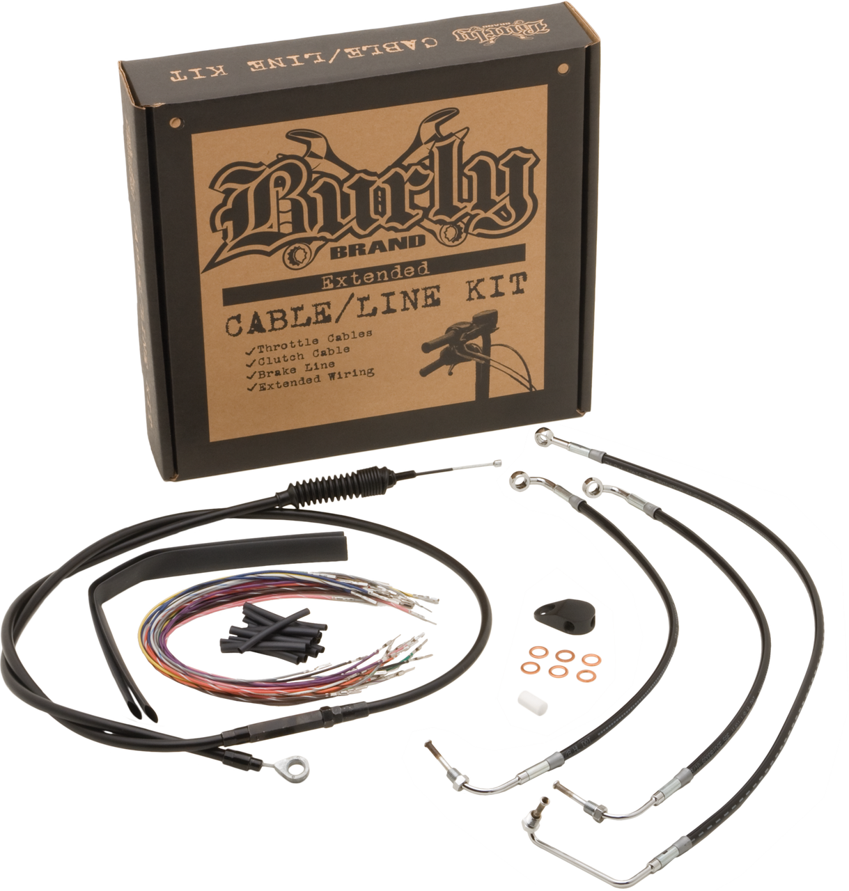 Burly Brand #B30-1147 - Burly Control Kit  12" T Bars Black Non-Abs