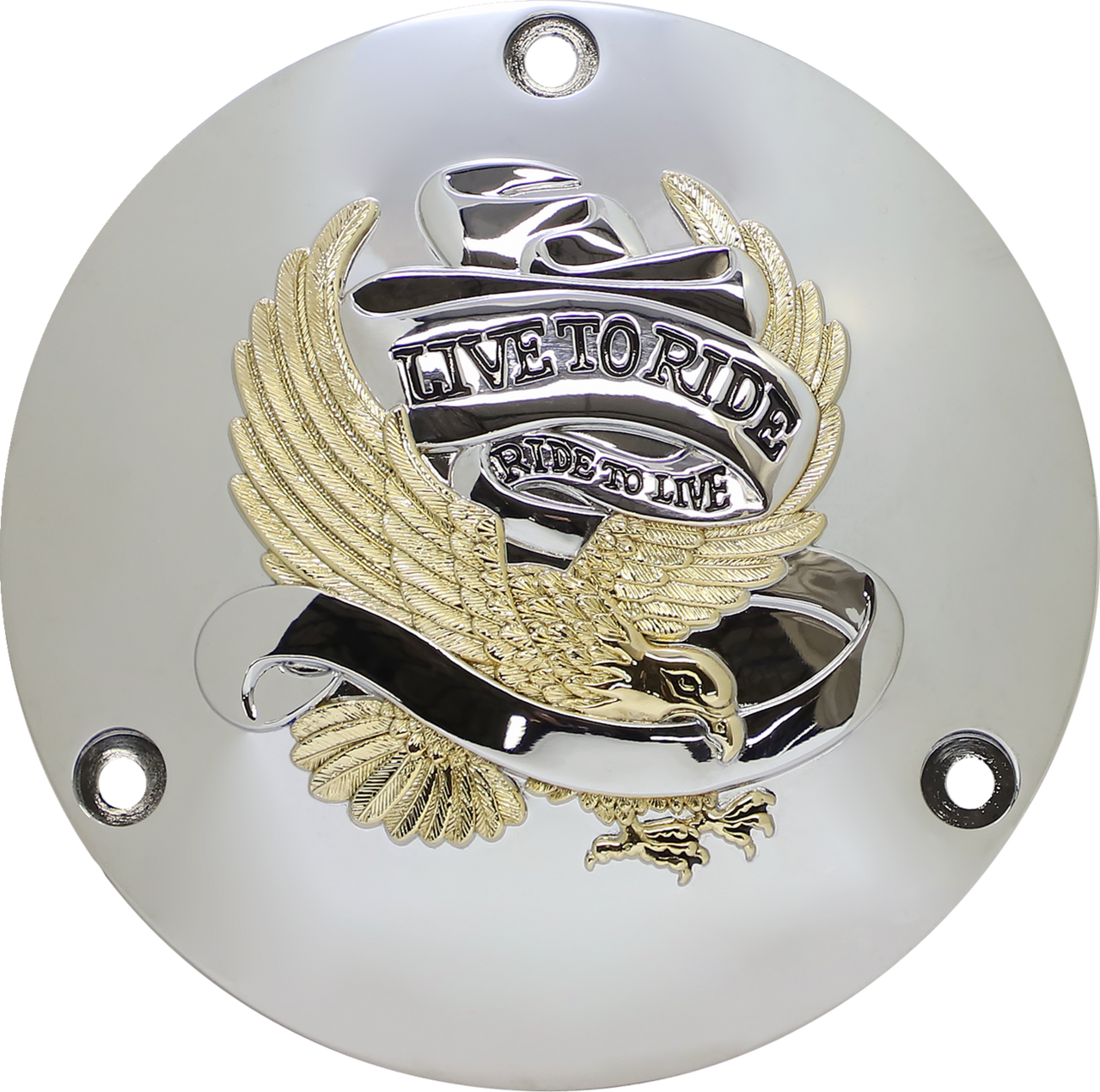 3 Hole Gold Live to Ride Derby Cover