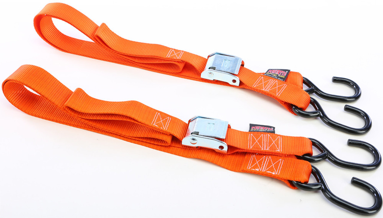 Powertye #28629 - Tie-Down Cam S-Hook 1.5"X5.5' Orange Pair