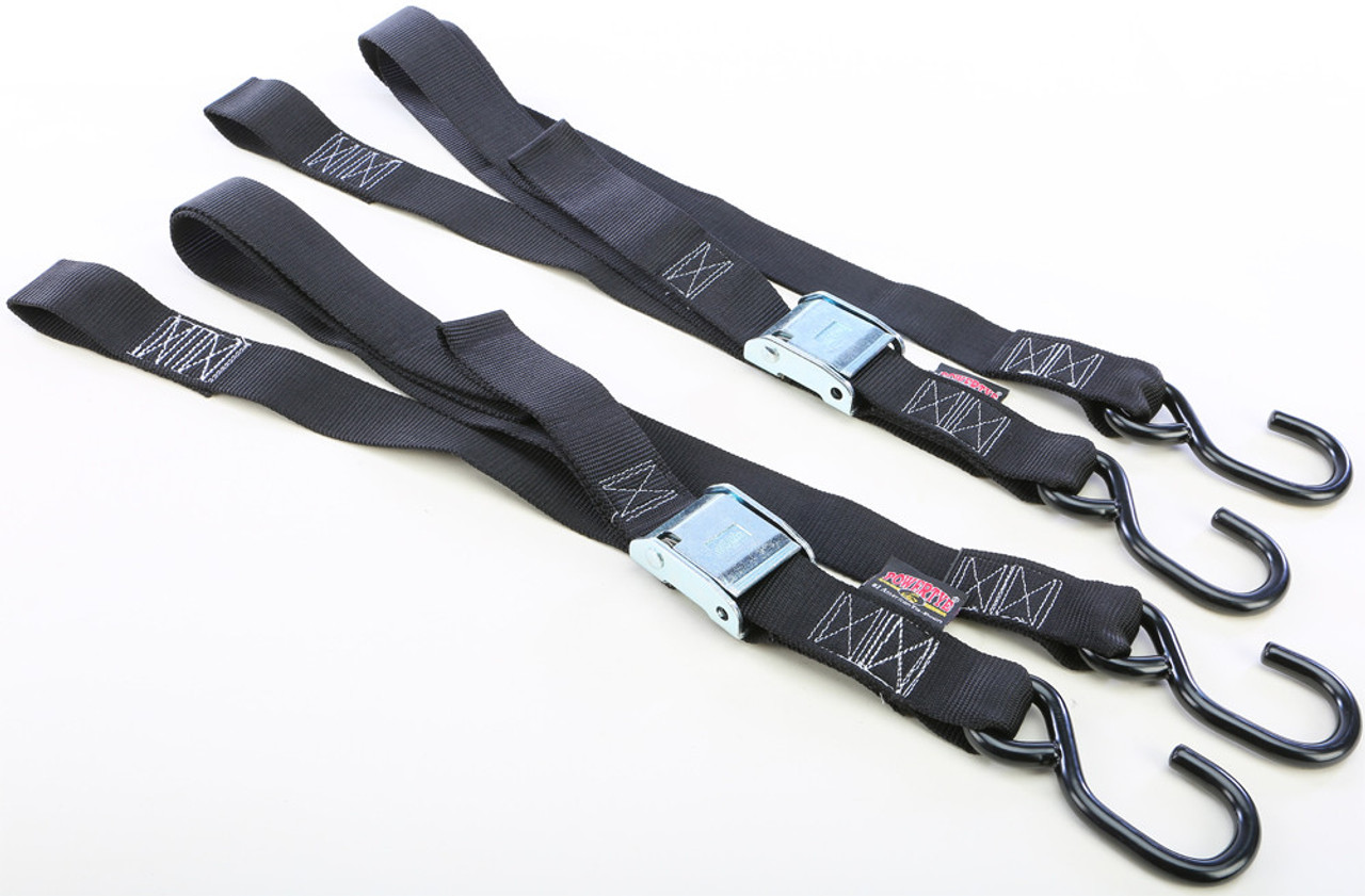 Powertye #29622 - Tie-Down Cam S-Hook Soft-Tye 1.5"X6' Black/Black Pair