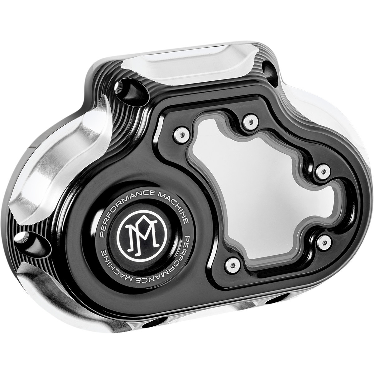 Performance Machine (PM) #0177-2081M-BM - Transmission Side Cover - Vision - Contrast Cut™ - M8 Softail