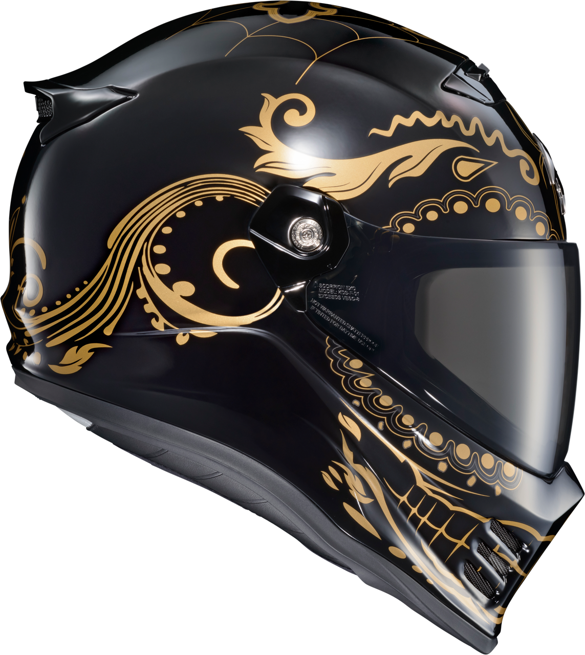 Scorpion Exo #CFX-1215 - Covert Fx Full Face Helmet El Malo Gold/Gloss Black Lg