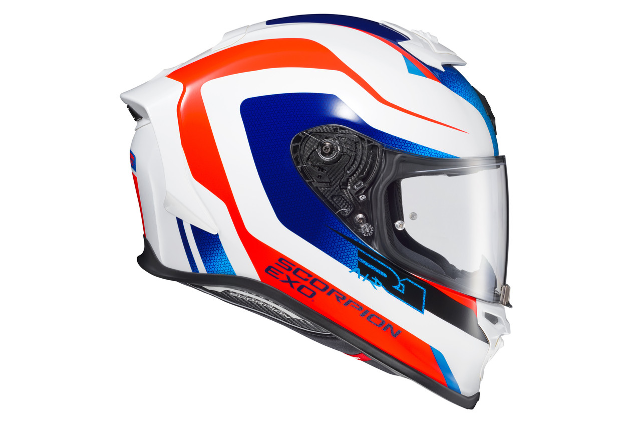 Scorpion Exo #R1-1137 - Exo-R1 Air Full Face Helmet Hive Red/White/Blue 2x