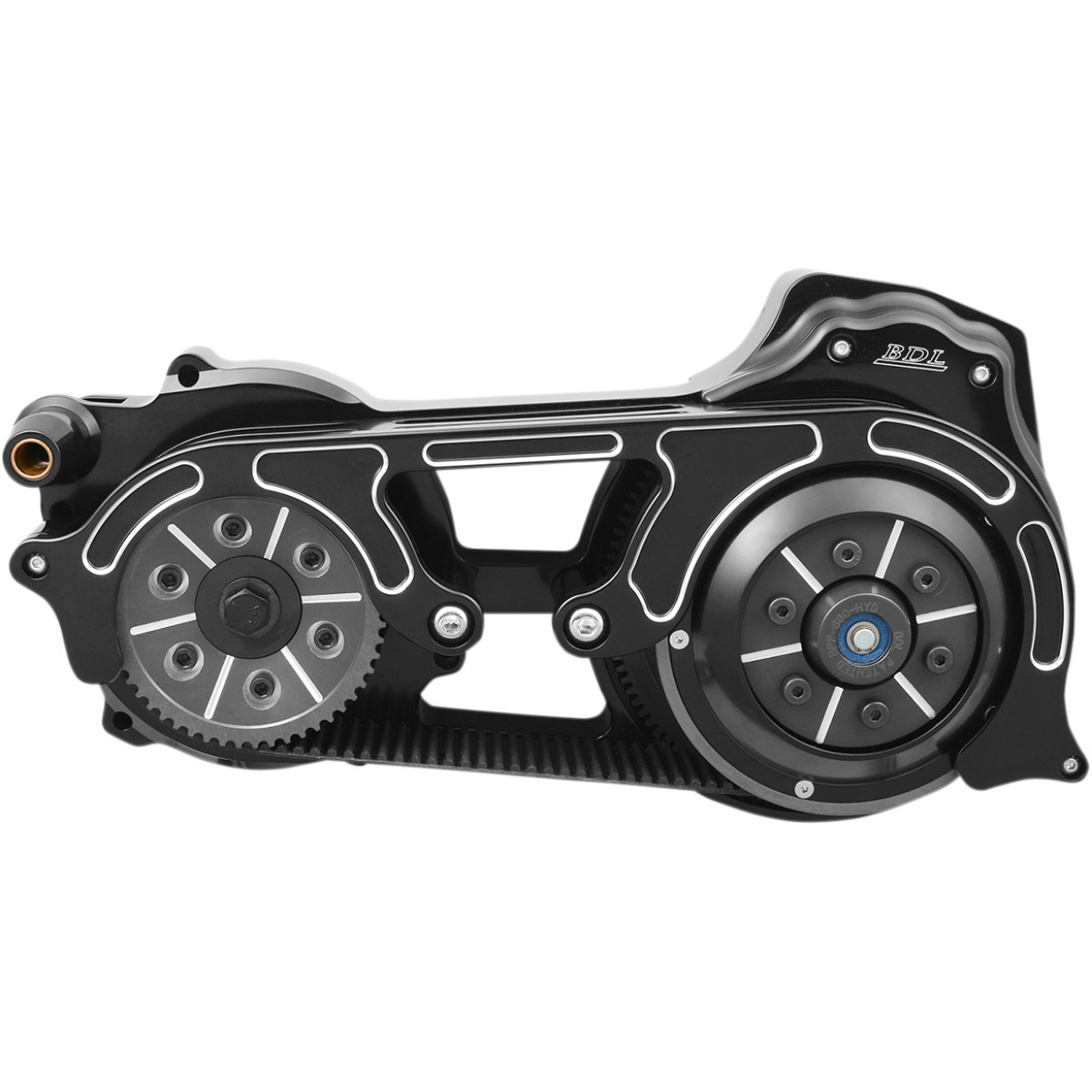 Belt Drives LTD. #EVO-16BH-2B - Open Belt Drive with One-Piece Motor Plate - 2" - Black - Softail
