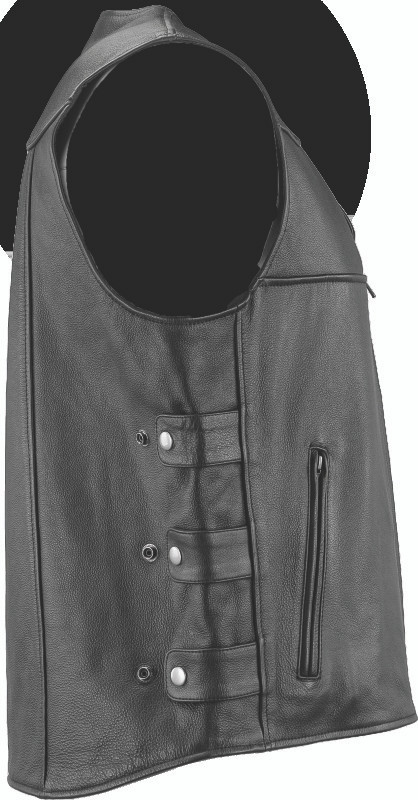 Kuryakyn #094405 - Leather By River Road Plains Leather Vest Black - Small