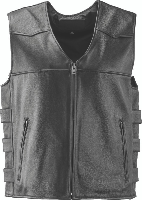 Kuryakyn #094407 - Leather By River Road Plains Leather Vest Black - Large