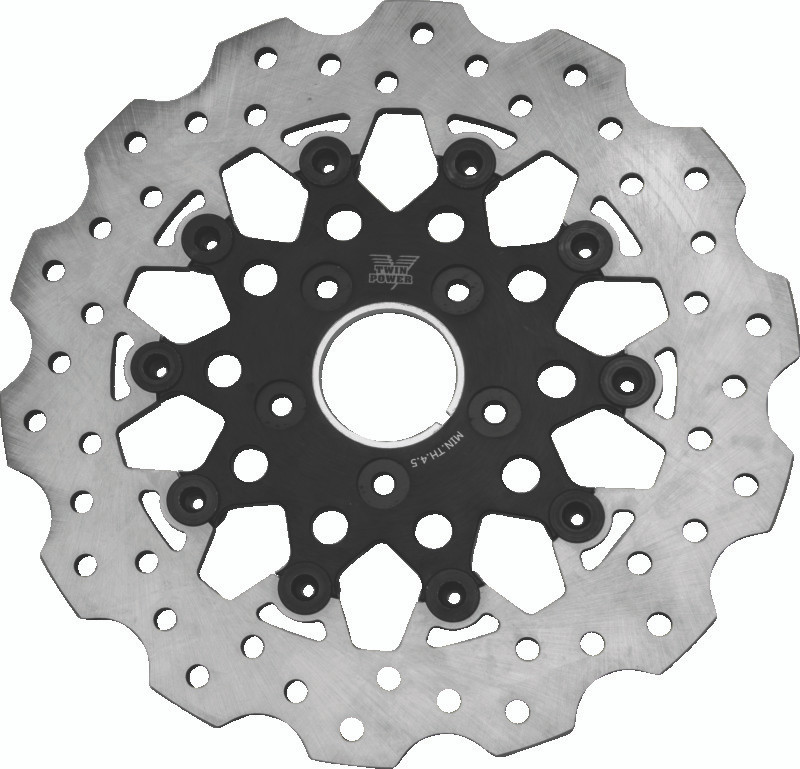 Twin Power 84-17 BT Exc 11.8 and Lug Mount 84-13 XL Front 11.5 Scalloped Floating Rotor Black Mesh