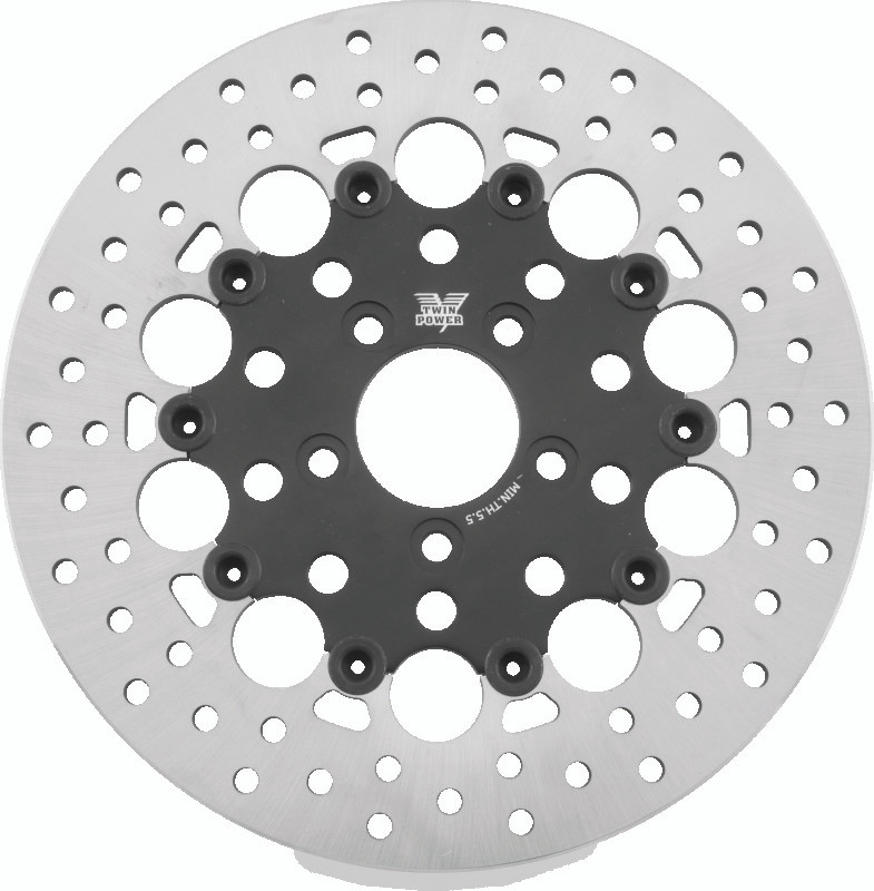 Twin Power 08-Up FLH FLT Rear 11.8 Floating Rotor W/Holes Black