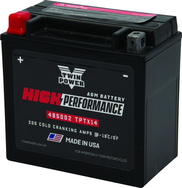 Twin Power YTX14 High Performance Battery Replaces H-D5948-00 Made in USA 200 CCA