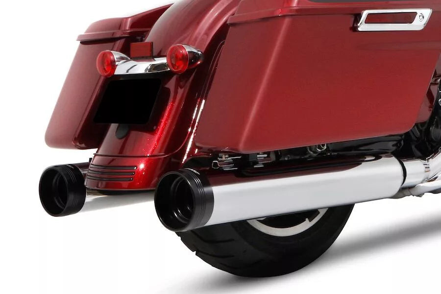 Rinehart Racing 500-0185-Slash - 4.5" DBX45 Slip-On Exhaust for Harley Touring - 2017-Later / Chrome w/ Black Slash End Caps
