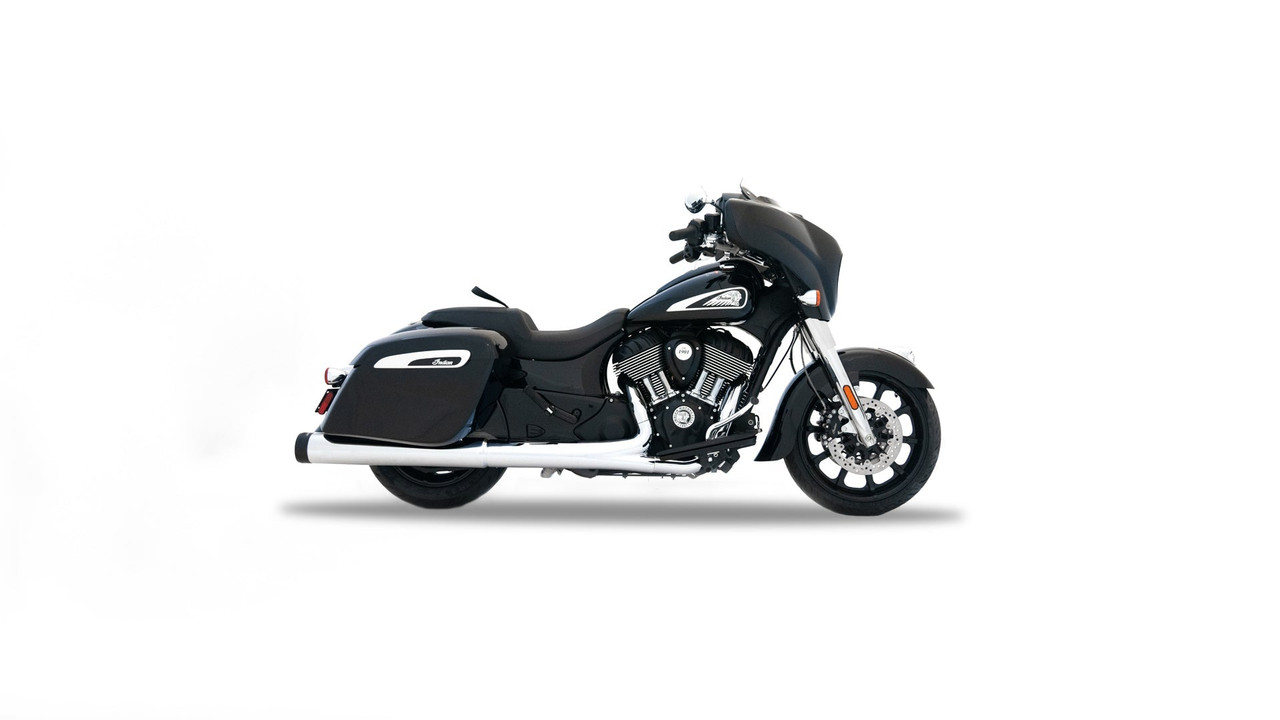 Rinehart Racing 500-0510C - 4.5" MotoPro45 Slip-On Exhaust For Indian - 2014-Later / Chrome with Chrome End Caps