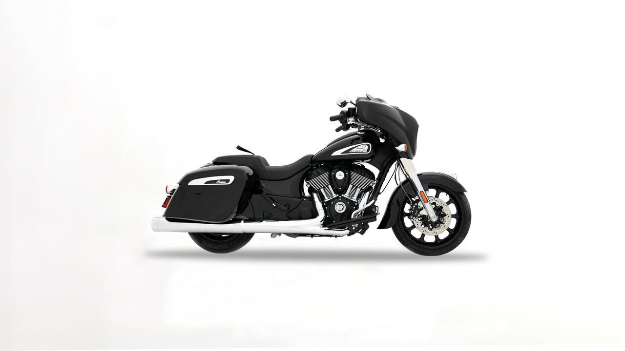 Rinehart Racing 500-0511 - 4.5" MotoPro45 Slip-On Exhaust For Indian - 2014-Later / Black with Black End Caps