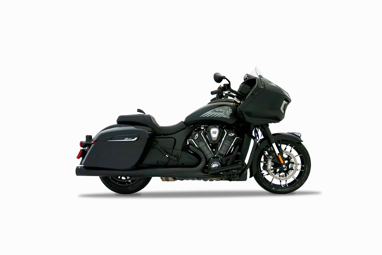 Rinehart Racing 500-0563 - 4" DBX40 Slip-On Exhaust For Indian - 2014-Later / Black with Black End Caps