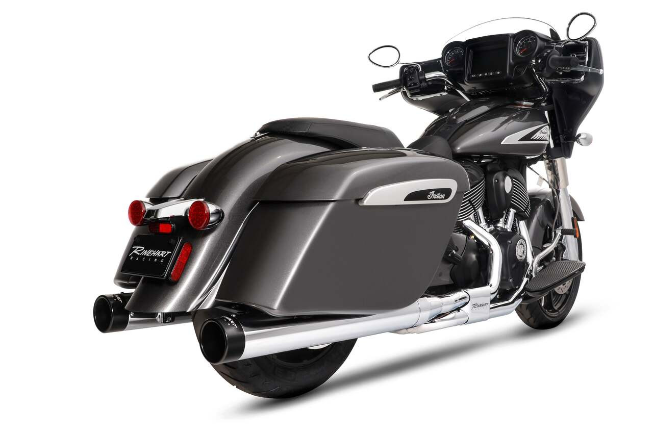 Rinehart Racing 500-0563 - 4" DBX40 Slip-On Exhaust For Indian - 2014-Later / Black with Black End Caps