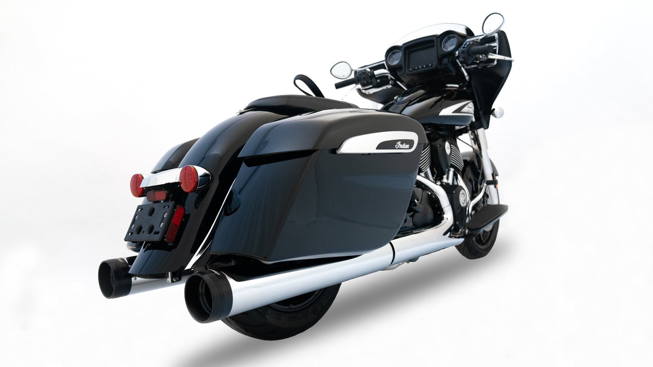 Rinehart Racing 500-0566 - 4.5" DBX45 Slip-On Exhaust For Indian - 2014-Later / Black with Black End Caps