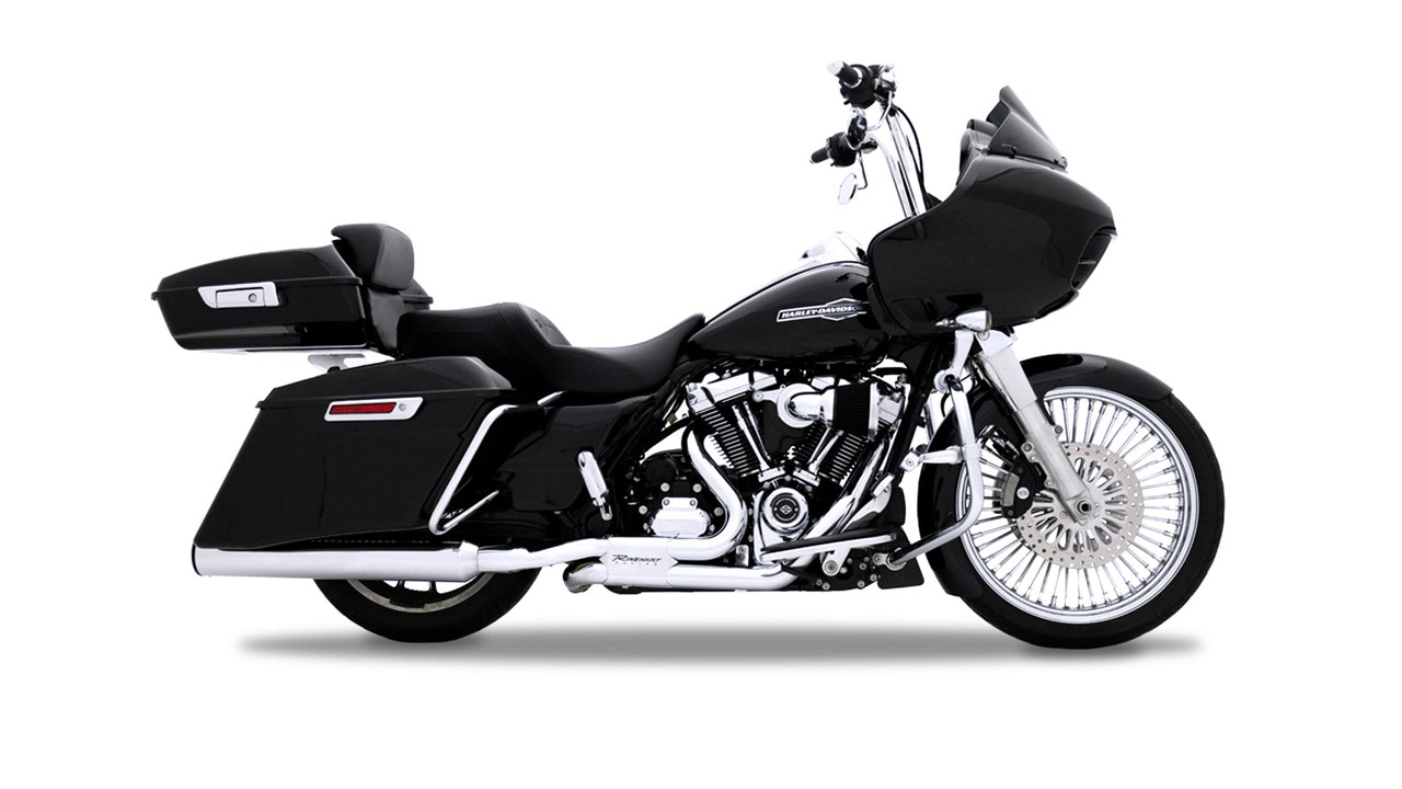 Rinehart Racing 500-1110 - 4.5" HP45XL Slip-On Muffler For Harley Touring - Chrome with Black End Caps