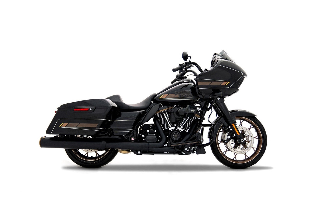 Rinehart Racing 500-1111 - 4.5" HP45XL Slip-On Muffler For Harley Touring - Black with Bronze End Caps