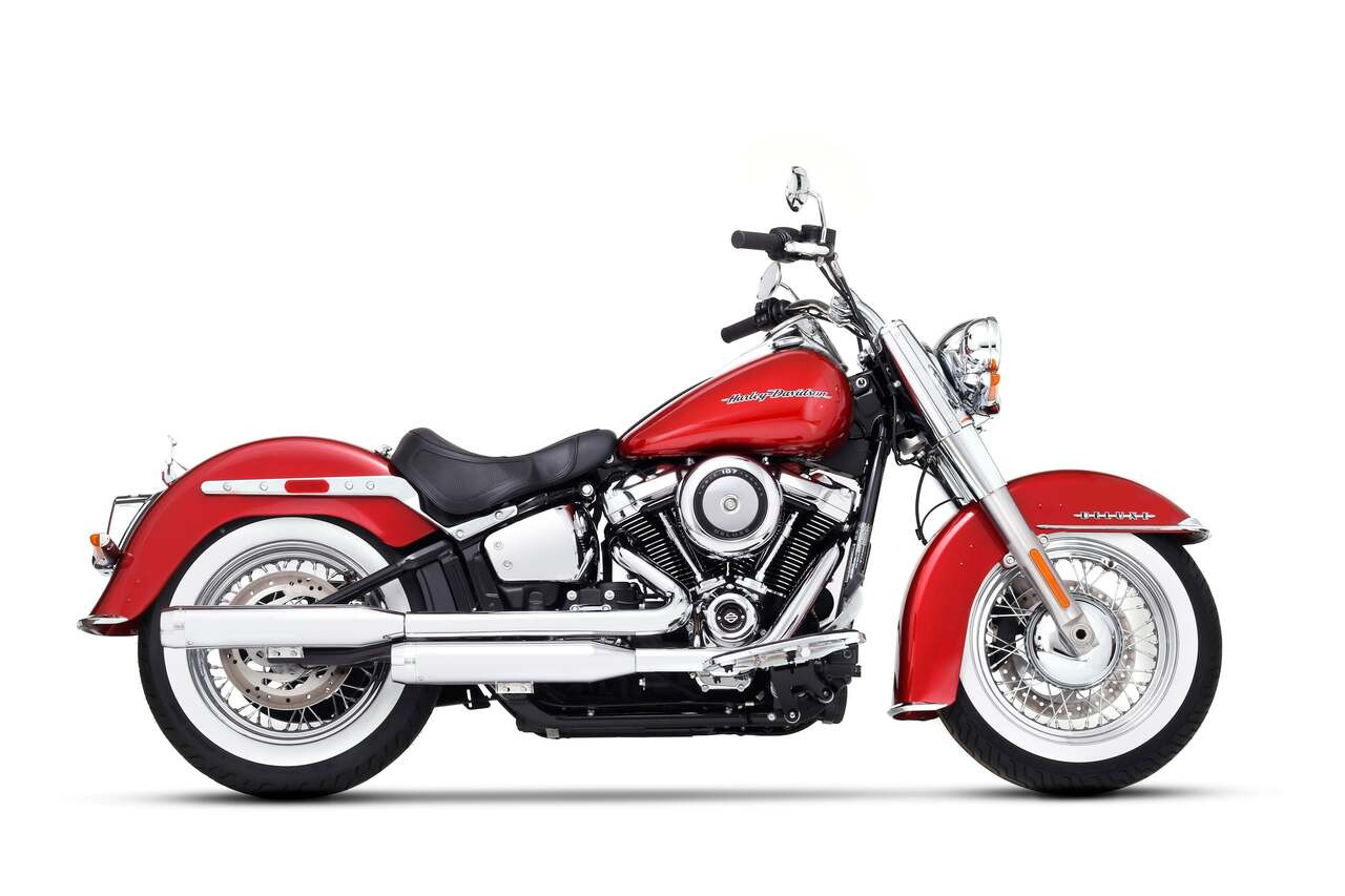 Rinehart Racing 500-1206C - 3.5” Slip-on Exhaust for Harley Softail - (Fitment 1) Softail Slim / Low Rider / Street Bob / Breakout / Fat Boy / Standard / Chrome w/ Chrome Classic End Caps