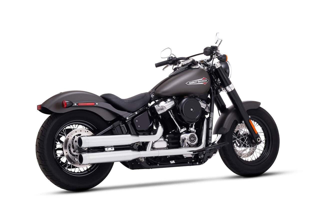 Rinehart Racing 500-1216C - 3.5” Slip-on Exhaust for Harley Softail - (Fitment 2) Deluxe / Heritage Classic / Chrome w/ Chrome Classic End Caps