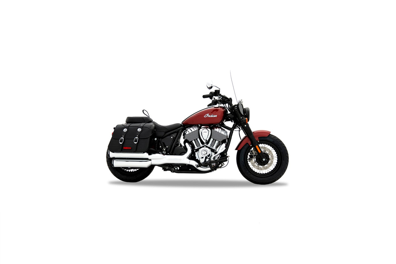 Rinehart Racing 500-1500 - Indian Chief Slip-On Mufflers - Chrome / Black End Cap