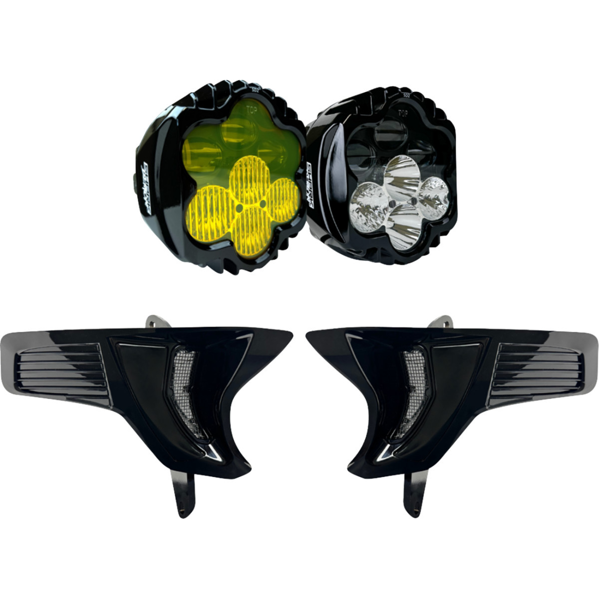 Custom Dynamics #SD2-23-RG-YW - Shark Demon® 2 Headlight/Fog Light - w/ Speed Plates